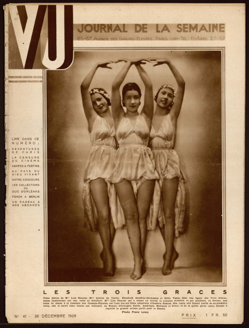 The Three Graces, Vu, 12/1928Franz Löwy :: Les Trois Grâces, trois élèves de Lisa Duncan: Arlette du