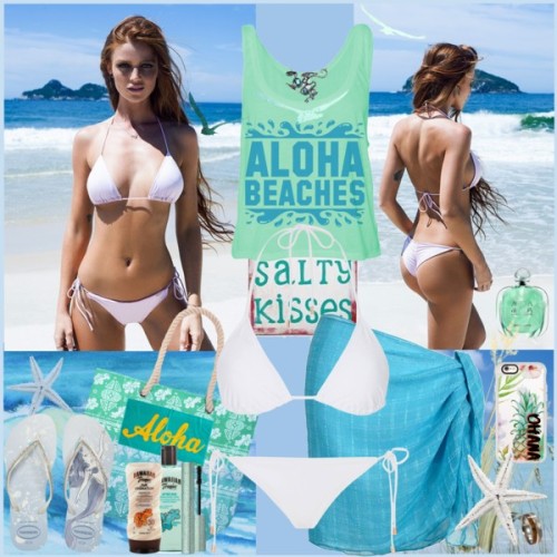 Salty kisses by julyralewis featuring wood signs ❤ liked on PolyvoreBeach shirt, 115 HKD / Beach cov