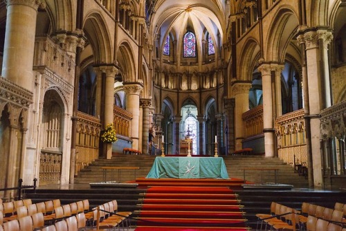 I was sitting in contemplative silence after running 110 miles. The cathedral was covered in Gothic 