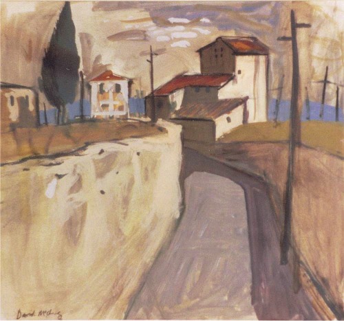 David McClure (Lochwinnoch, Renfrewshire, 1926 - Dundee 1998), Houses in Toscana, gouache, 1956