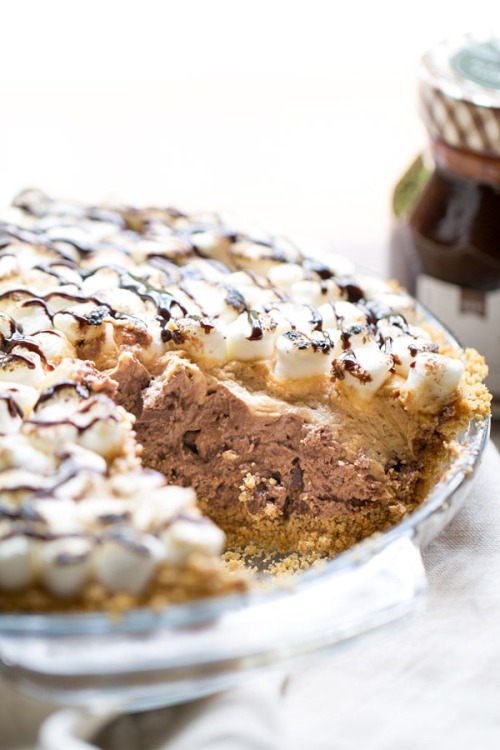  S’mores Peanut Butter Chocolate Pudding Pie 