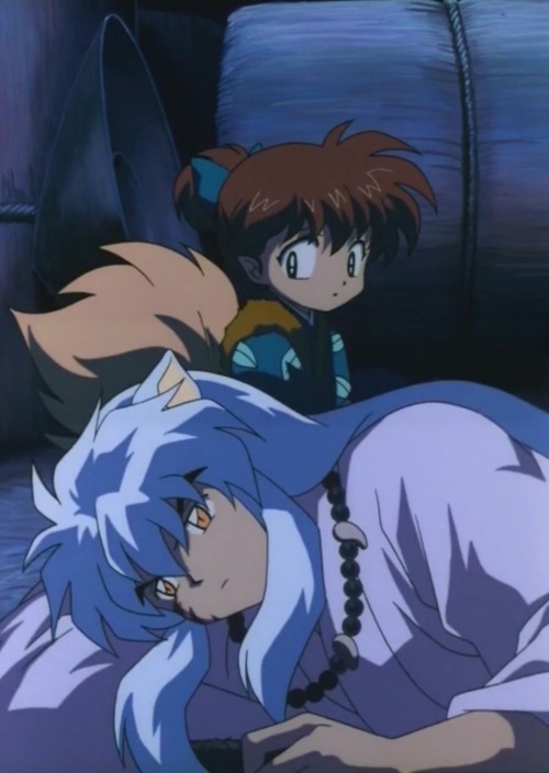 fandomobsessions016:romancemedia:Inuyasha and Shippo thinking about Kagome.LOOK AT THAT FACE