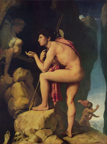 jean-auguste-dominique-ingres: Oedipus and the Sphinx, 1808, Jean-Auguste-Dominique IngresMedium: oi