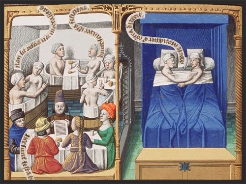 medieval-women: The Public Bath House The time and effort involved in preparing hot baths made solit