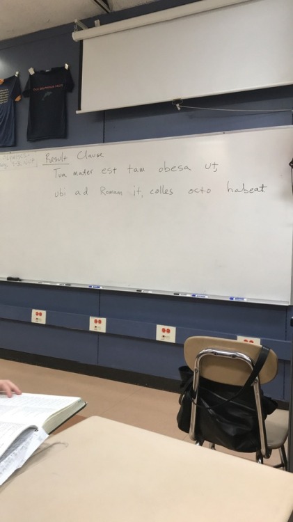 tayyyisgayyy: so my latin teacher wrote a joke on the board translation: your mother is so fat that 