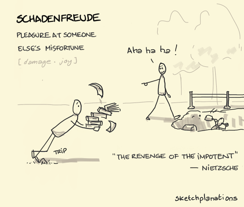 Schadenfreude Ah, that satisfying, superior, at once gleeful and slightly sinful feeling when the ag