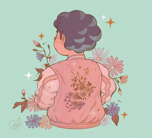 passionpeachy: I saw that new steven has a pink letterman jacket now and I had the uncontrollable ur