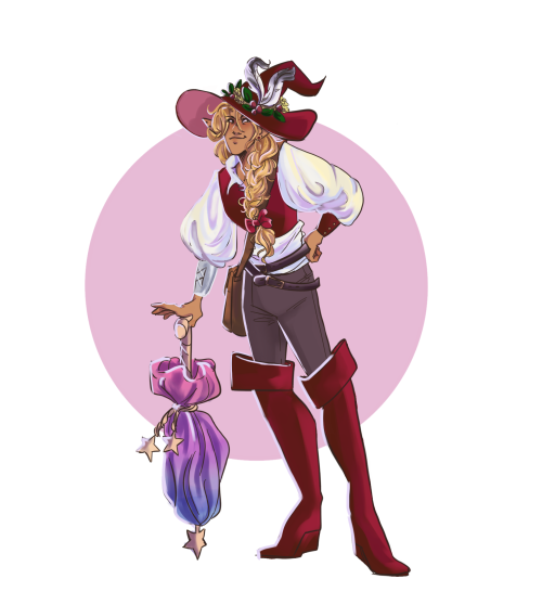 taz-ids:pidgedee:you know, from tv?[ID] A full color drawing of Taako, smirking and leaning on the h