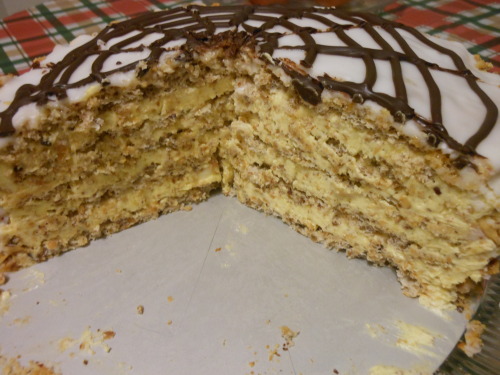 dykevanian:My completed Daring Baker’s challenge for January: the Esterhazy Torte! Layers of dacqoui