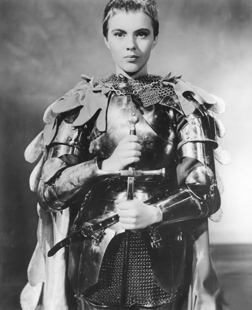 transistoradio: Jean Seberg as Joan of Arc in a publicity still for her debut film, Saint Joan (1957), adapted from the play by George Bernard Shaw and directed by Otto Preminger.  Natalie Portman