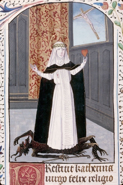 blackpaint20:  St Catherine of Siena Autun, Bibliothèque municipale,   Book of Hours, Autun, c.1480-1490  So Pale.