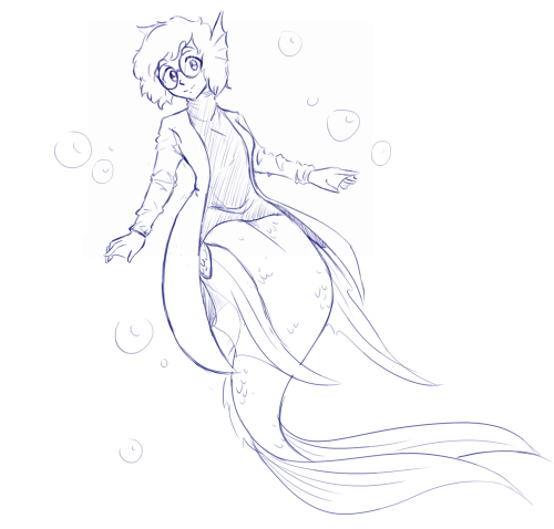 A bit of a late mermay drawing. I just wanted to draw a mermaid with a long cardigan. I figured to a