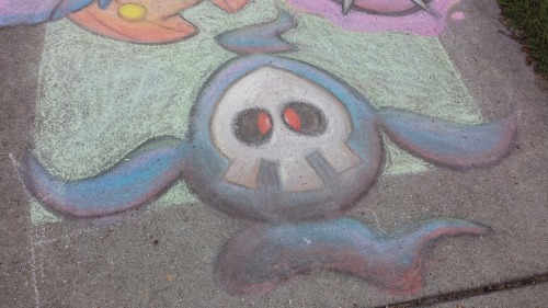 satsukitomoe: my only halloween art for the season i forgot how fun it is to draw with chalk ; w ;