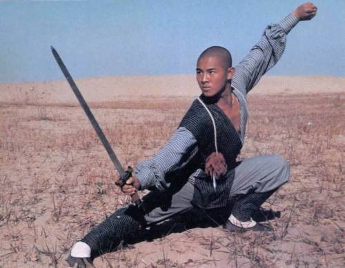 Young Jet Li on the set of Shaolin Temple