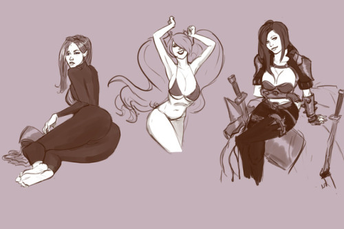 Sketch dumpster now with league girls(Lux, Sona, Katerina)