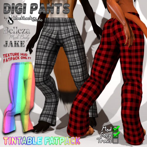 Update: Our [bbS] Digi Pants for the Belleza Jake have been updated to include a “No Bulge” version and they are now mod so you may recolor and make texture-mods as you...