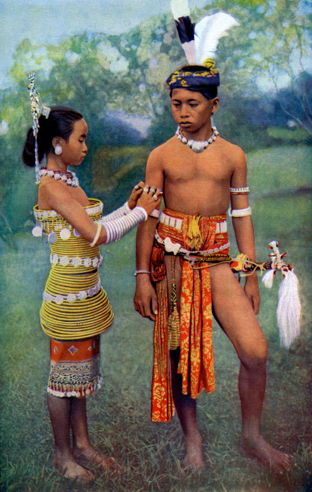 d-ici-et-d-ailleurs: “Young Iban or Sea Dayaks* people in gala attire, Borneo’,