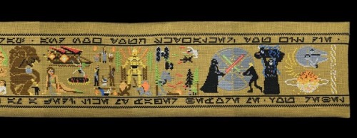 geek-art:Geek-Art.netAll hail the Coruscant Tapestry : the Star Wars story, Bayeux Tapestry style. 9