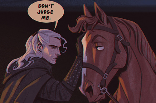 stele3: witchernews: “Don’t judge me“ by Stephanie Pepper That is the JUDGIEST face.   Okay but Roac