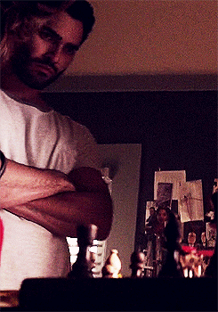 buckyalways:Stiles and Derek looking hella good in white-ish t-shirts (｡♥‿♥｡)