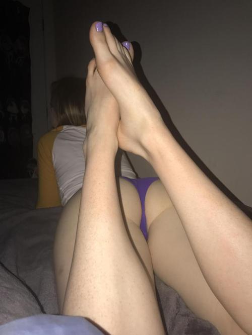 Porn Purple panties and purple toes photos