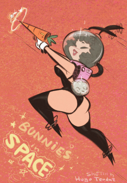 Bunny Girl&hellip; In Spaaace! - Cartoony PinUp Sketch  She&rsquo;s more