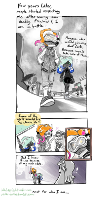 inkdazzled:  page 4 of Andy’s storyThrough the passing years, many of the squids and kids have mostly forgotten about Andy’s transition thanks to his battle rankings, but its not exactly what he wanted…page 1 || page 2 || page 3