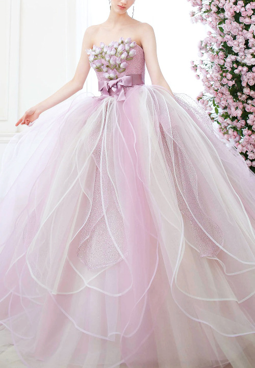 evermore-fashion:Favourite Designs: Kiyoko Hata ‘Pink’ Bridal Couture Collection