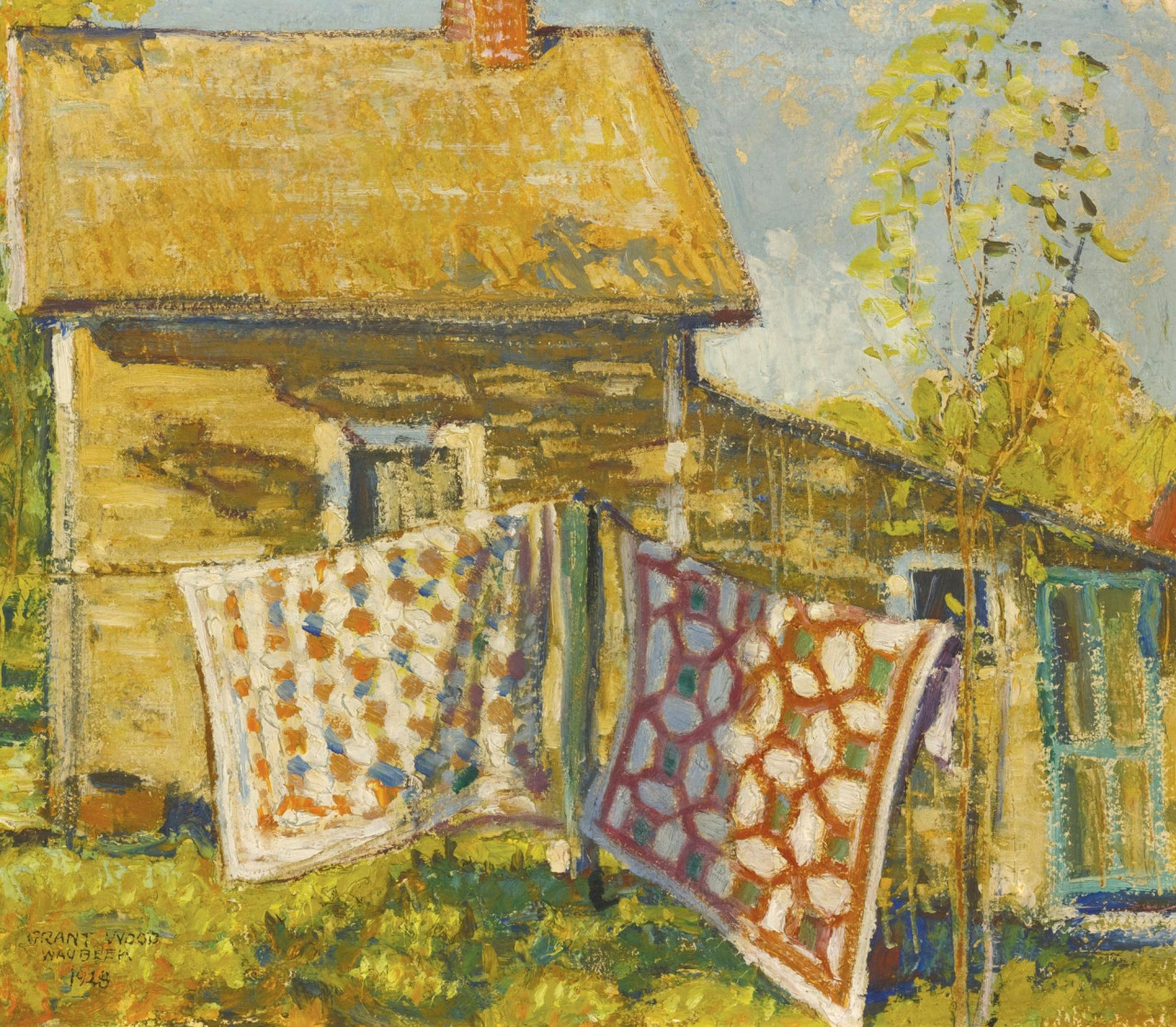 dappledwithshadow:  Grant WoodPatchwork Quilt1929 Dimensions:  13 X 15 in (33.02