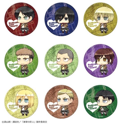 This new set of Shingeki no Kyojin chimi chara badges inadvertently confirms the correct/preferred English translation of the SnK Season 2 OP “  心臓を捧げよ！  ” (Shinzou wo Sasage Yo!).While translation variations like “Dedicate the Heart!”,