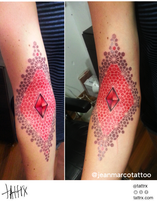 tattrx — Jeanmarco Tattoo - Inner Elbow Red Diamond ...