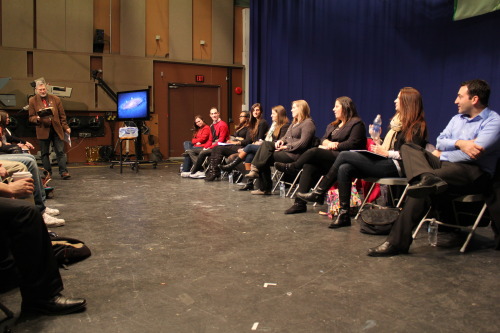 Hofstra Television Alumni (‘99 - '11) come back to speak in RTVF 165 Advanced TV Production about the tv industry and their successes.
The alums represented CBS, Fox News, Sony, Saturday Night Live, News 12, ABC’s The View, Oxygen Media, and more.