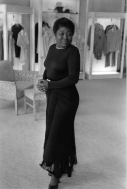 vintageblackglamour:  Actress Esther Rolle (1920-1998) trying on a dress the Joseph Magnin store in Beverly Hills in 1974. Best known as Florida Evans on “Good Times,” Ms. Rolle was born to Bahamian immigrant parents in Pompano Beach, Florida, the