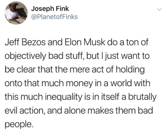 dumbass-bitch-disease:  millennial-review:  The only person that should have that much money is Danny DeVito, or someone who just makes so much money that even though they give literal tons of it away constantly they are still rich