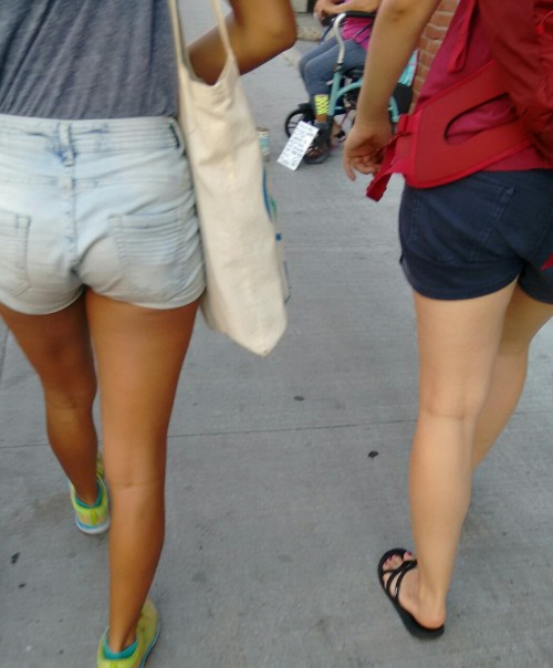 candidianvoyeur: Nice to walk behind some tight asses #creepshot #canadiangirls #tightjeanshorts