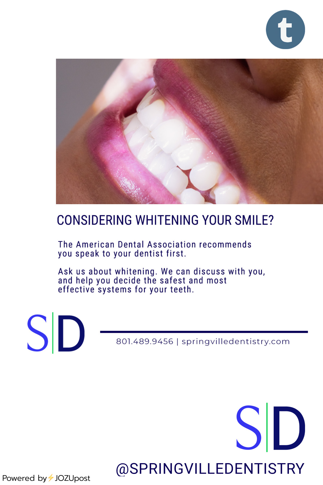 Discover the best teeth whitening experience at Springville Dentistry, Springville, UT! We provide advanced teeth whitening systems like ZOOM!, ensuring a dazzling smile. Teeth whitening involves a gel penetrating enamel, breaking down discolored...