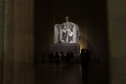 The National Mall by night. Korean War memorial, Martin Luther King memorial, Lincoln memorial and W