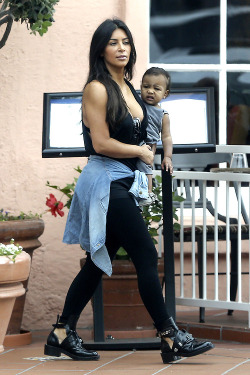 kimkanyekimye:  Kim and North leaving their hotel in San Diego 8/22/14