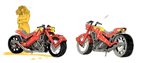 Designs I Did For Jessica Drew’s Motorcycle In Across The Spiderverse. The First One Is The Design