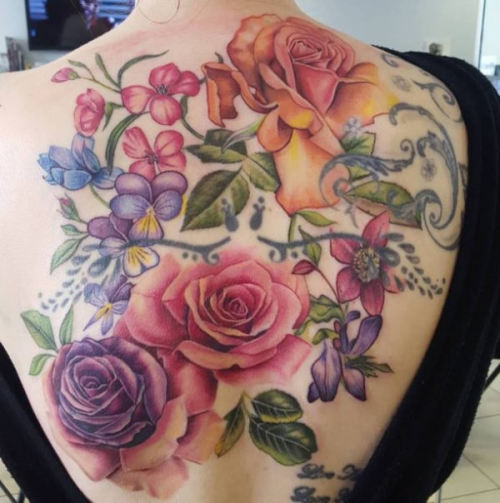 Sex tattotodesing:  Back Flowers Tattoo Woman pictures