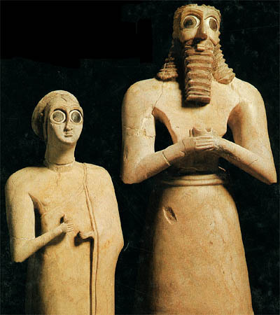 acaseofbooks:Votive Figures - Tell Asmar - 2900 - 2600 BCE