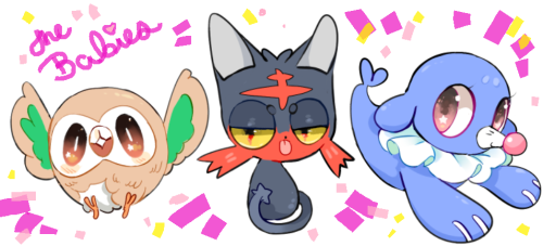 tumblino: working on acrylic phone charms! heres a preview of the sunmoon babies  \ (^ 0 ^) / 