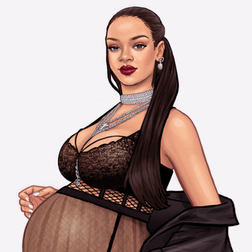 My 2nd pregnant Rihanna illustration in a week!