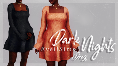 Dark Nights Dress✩ 20 Swatches, HQ compatible✩ Feminine frame (not disabled for opposite), Teen - El