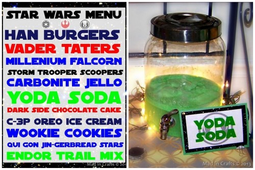 halloweencrafts:DIY Starwars Party Menu, Ideas and Printables from Mad In Crafts here. She has a swa