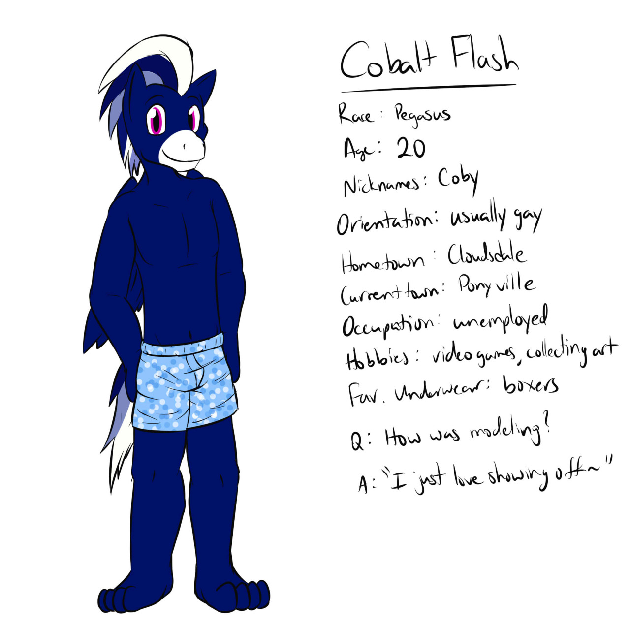 Meet Cobalt, another model from a while back, very blue.