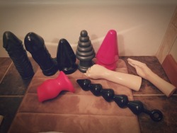 torturefist: isitnormalforyou:   Some of our larger toys ❤.    🍆👊💦Torturefist seeking Personal 24/7 FEMALE slave!  Serious applicants only!  Size queens, cum &amp; pain sluts, hucows, &amp; full service slave for full training!  Message me