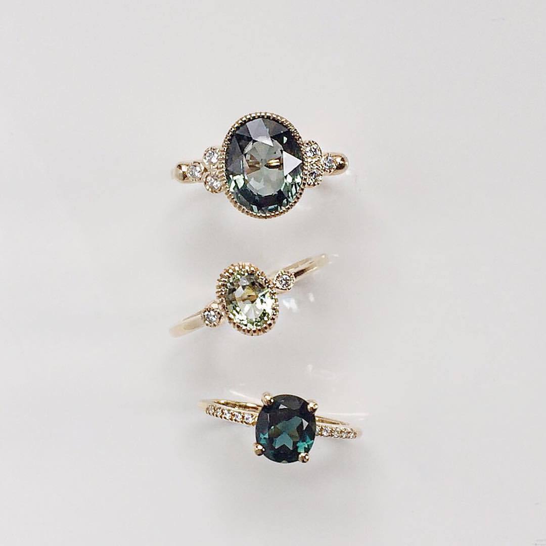 VALE JEWELRY | Shades of green and blue, custom rings set with...