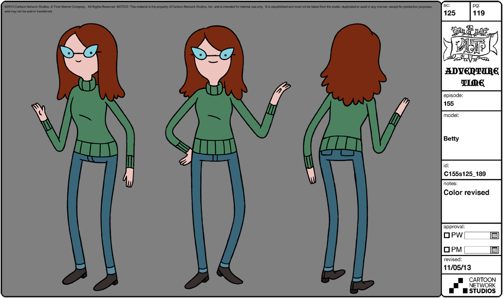 selected model sheets from Betty lead character &amp; prop designer - Matt