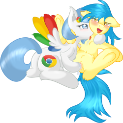 askblackfireandflarethealicorns:  clubflank:  A little request ~PE   Mmm~ Chrome and Firefox?  Not Firefox,but chrome yes!:3